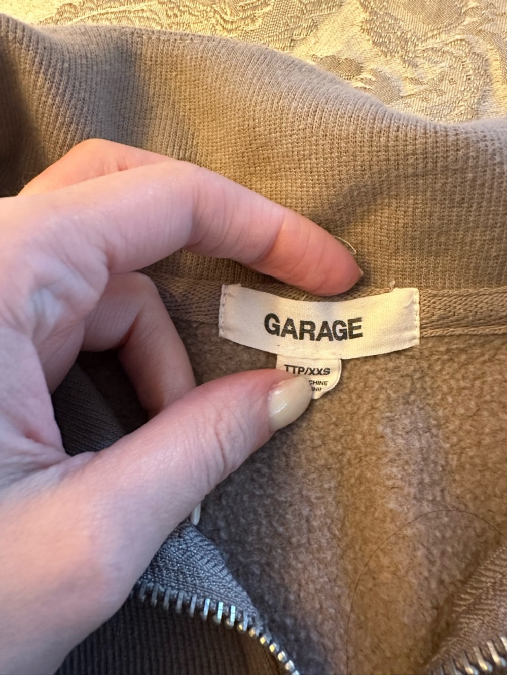 Cozy Garage crop Taupe Half-Zip Sweatshirt & sweatpants Set - Picture 2 of 3